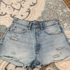 Zara Faded Blue Ripped Jean Shorts